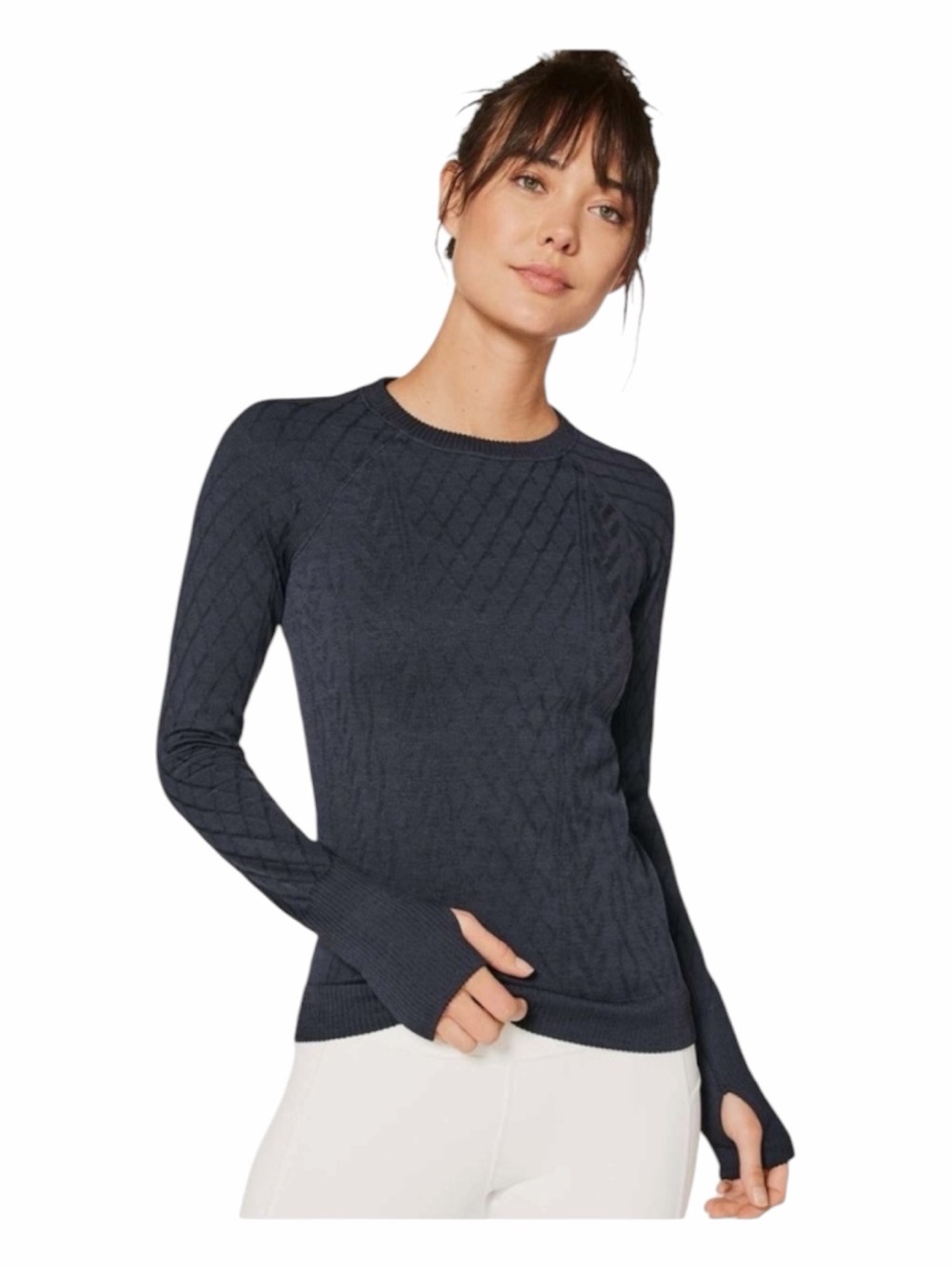 Lululemon Rest Less Pullover Long Sleeve Seamless Top Medium Midnight Navy | EUC